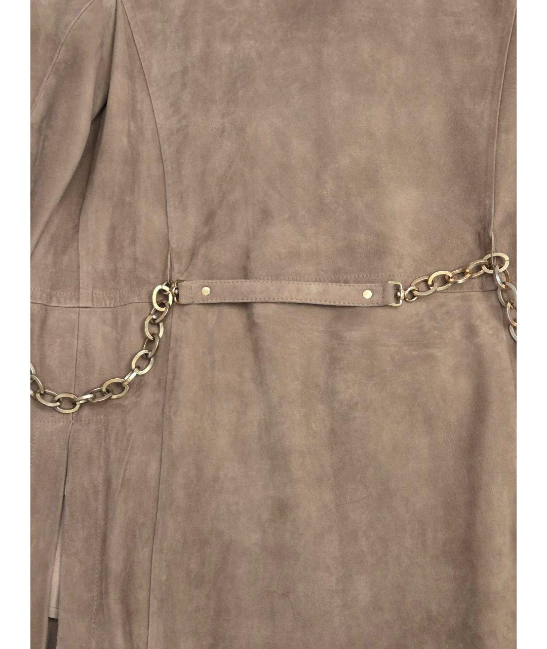 'S MAX MARA Бежевый замшевый тренч/плащ, фото 3