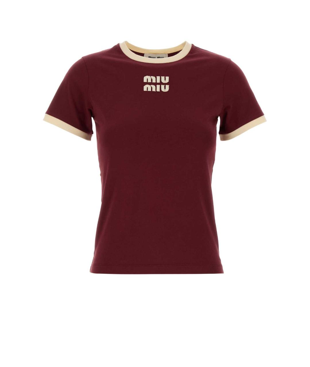 MIU MIU Бордовая хлопковая футболка, фото 1