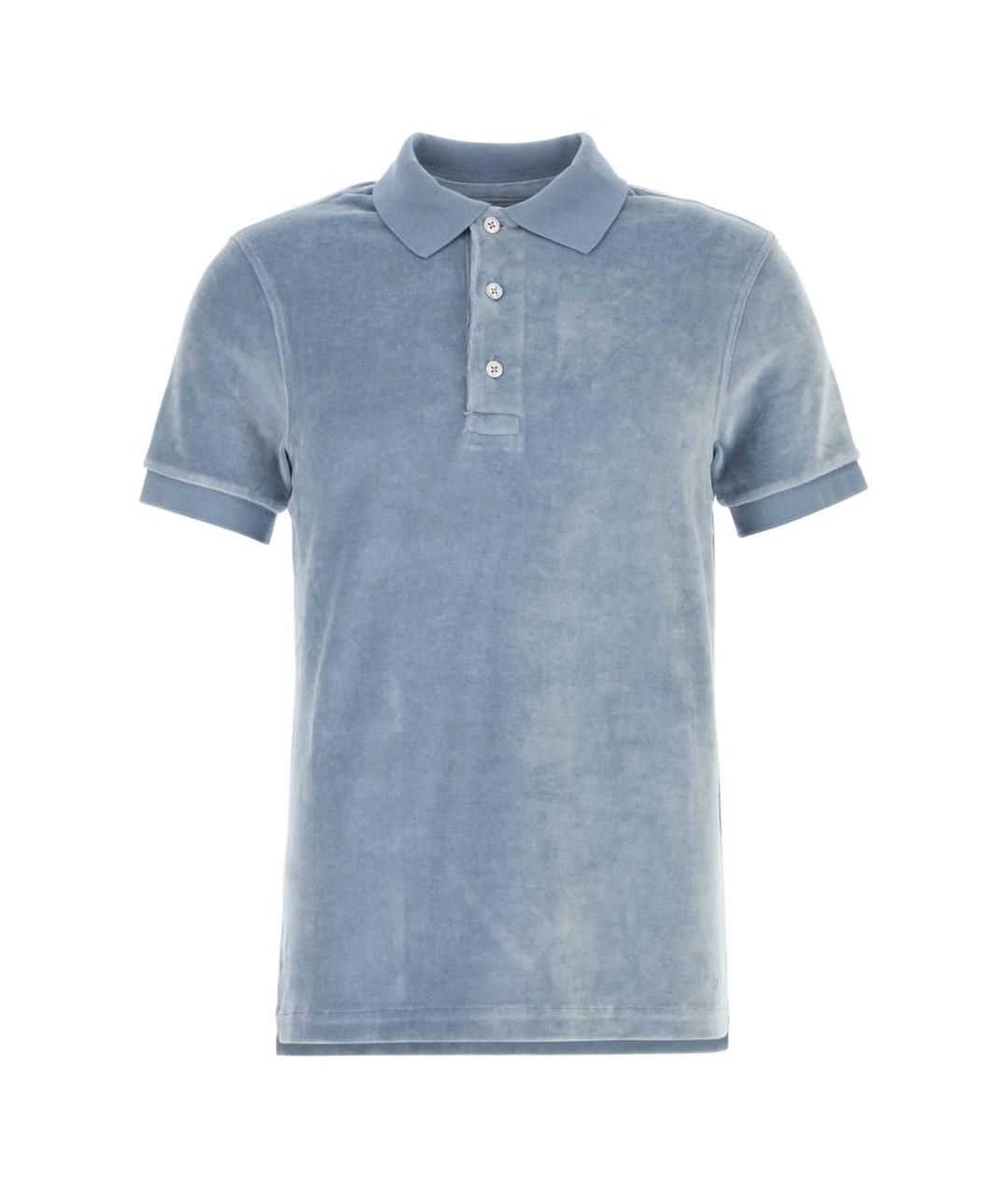 TOM FORD Голубое хлопковое поло с коротким рукавом, фото 1