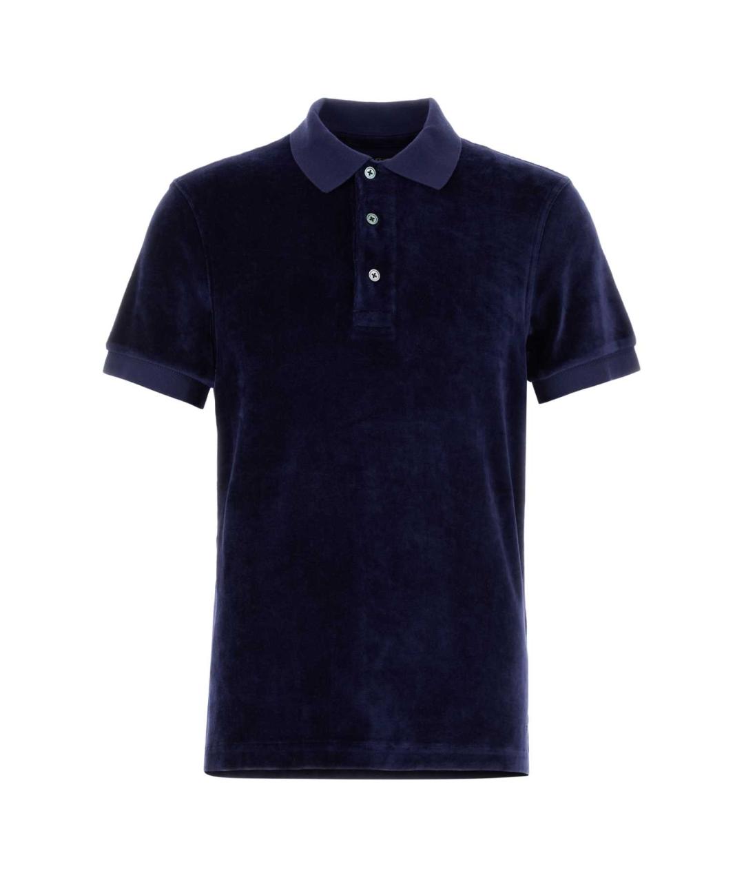 TOM FORD Синее хлопковое поло с коротким рукавом, фото 1
