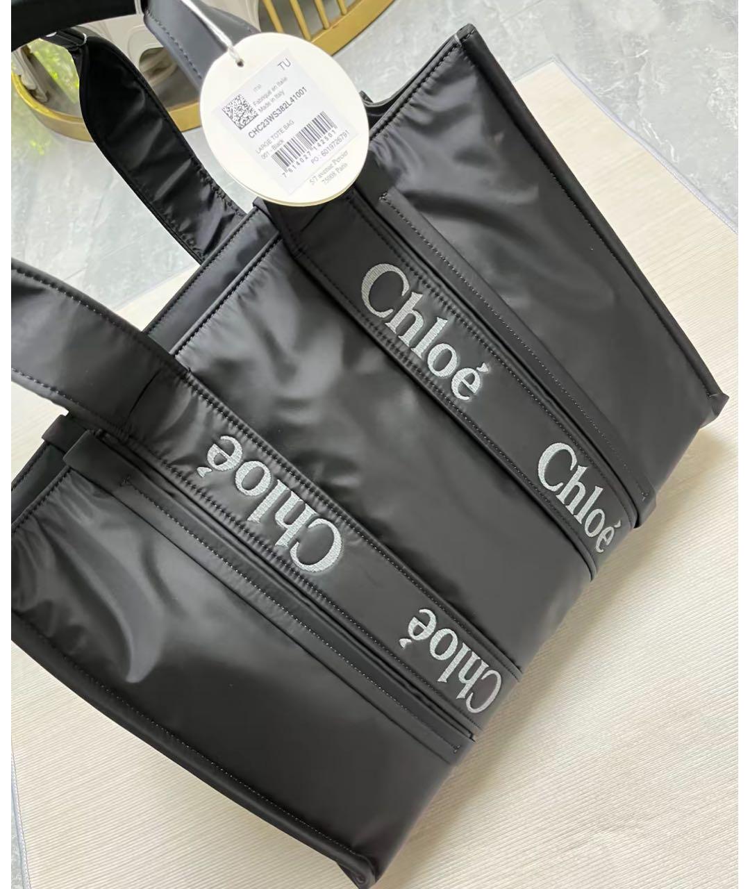 CHLOE Черная сумка тоут из лакированной кожи, фото 7