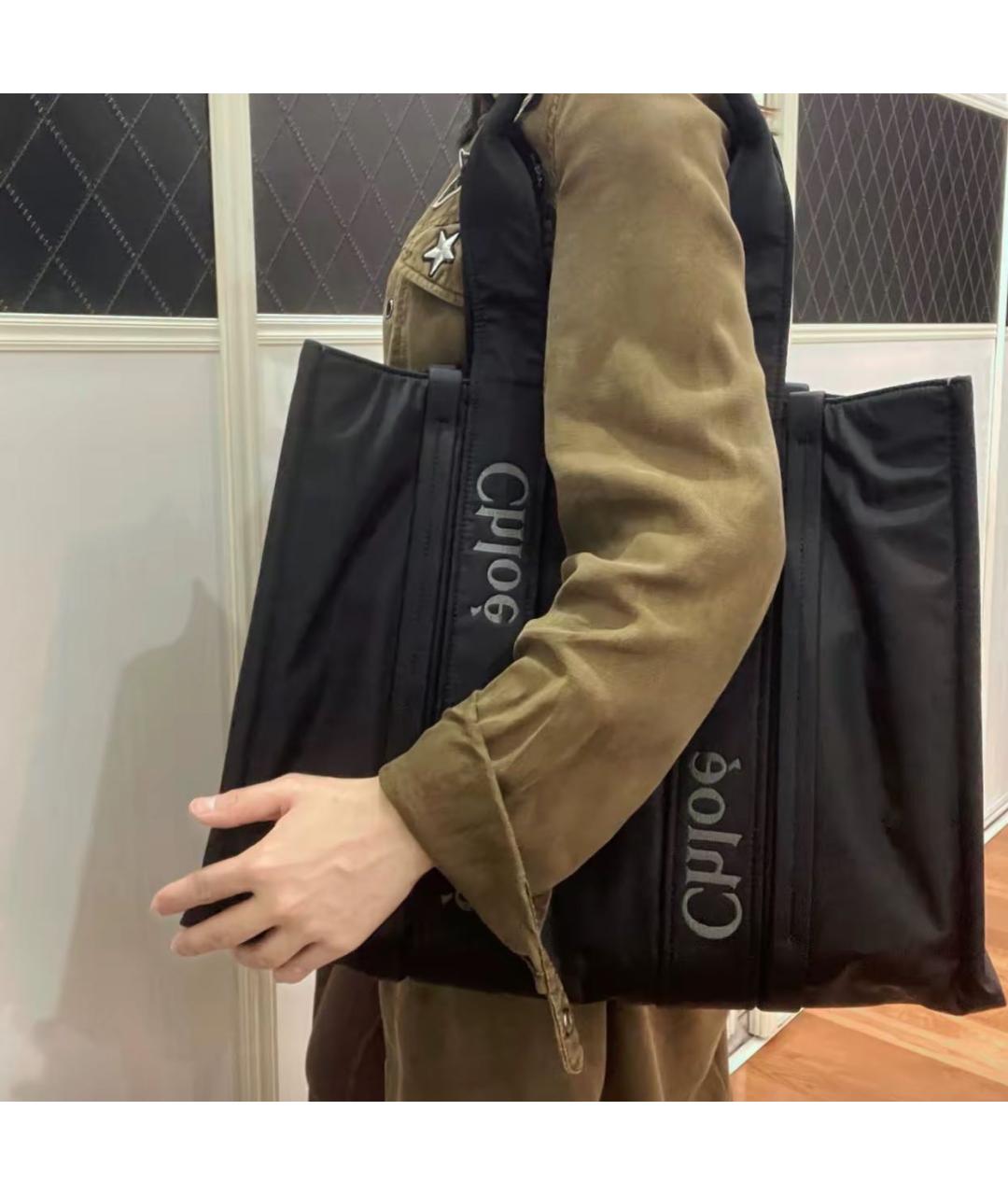 CHLOE Черная сумка тоут из лакированной кожи, фото 5