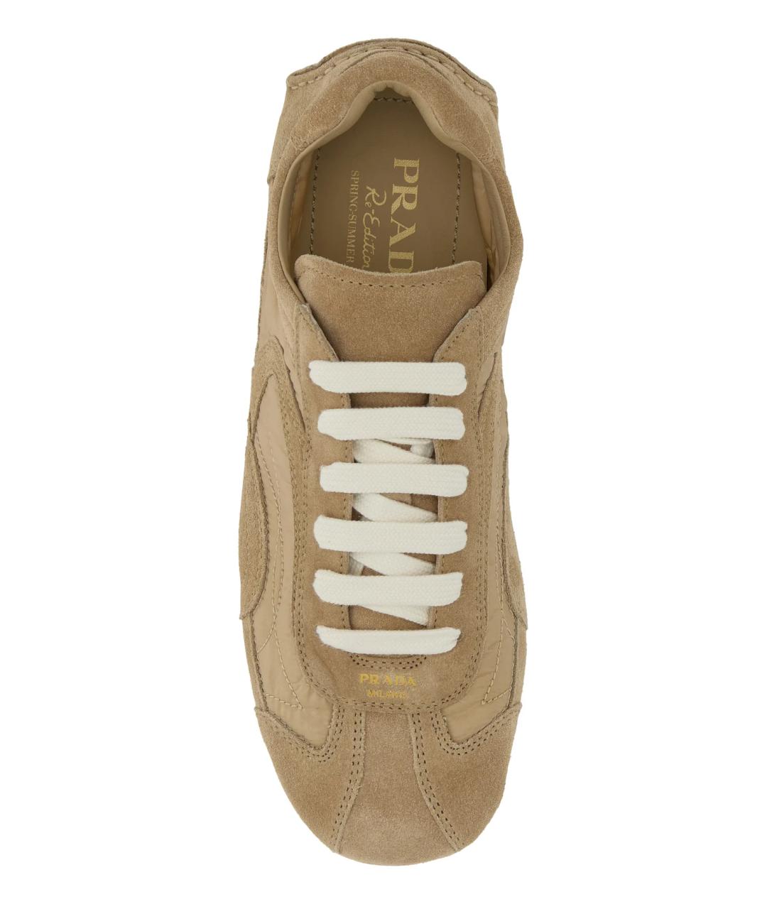 PRADA Бежевые замшевые кроссовки, фото 4