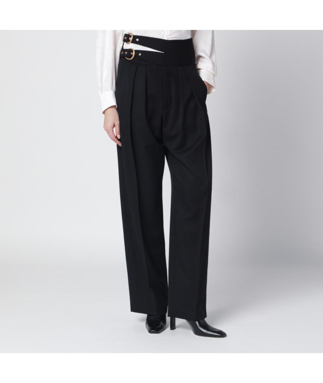CHLOE Черные шерстяные прямые брюки, фото 3