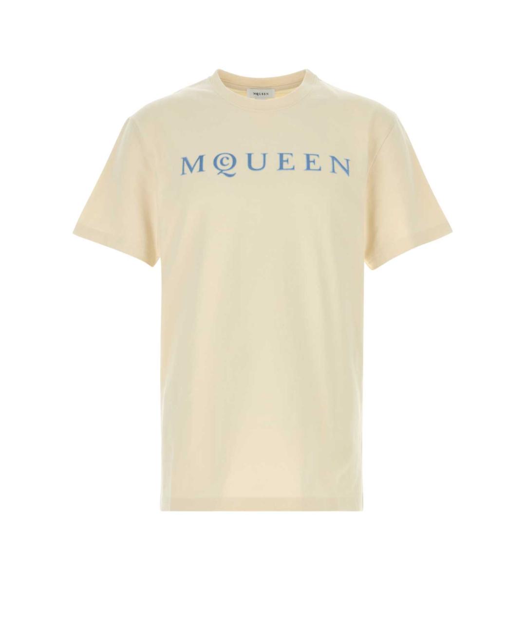 ALEXANDER MCQUEEN Бежевая хлопковая футболка, фото 1