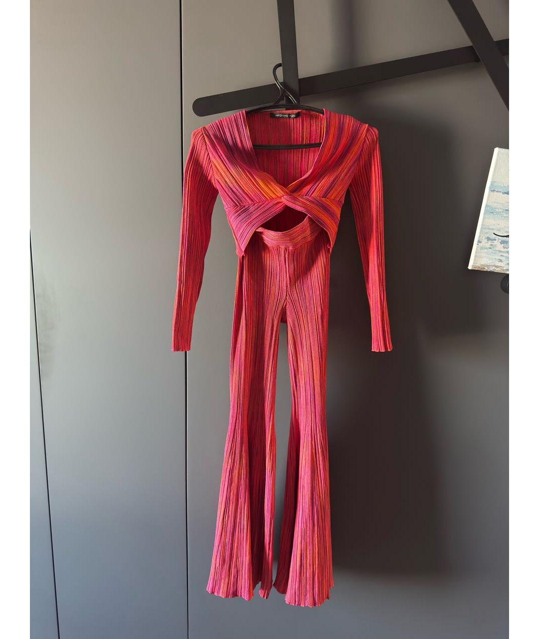 ANTONINO VALENTI Красный вискозный костюм с брюками, фото 4