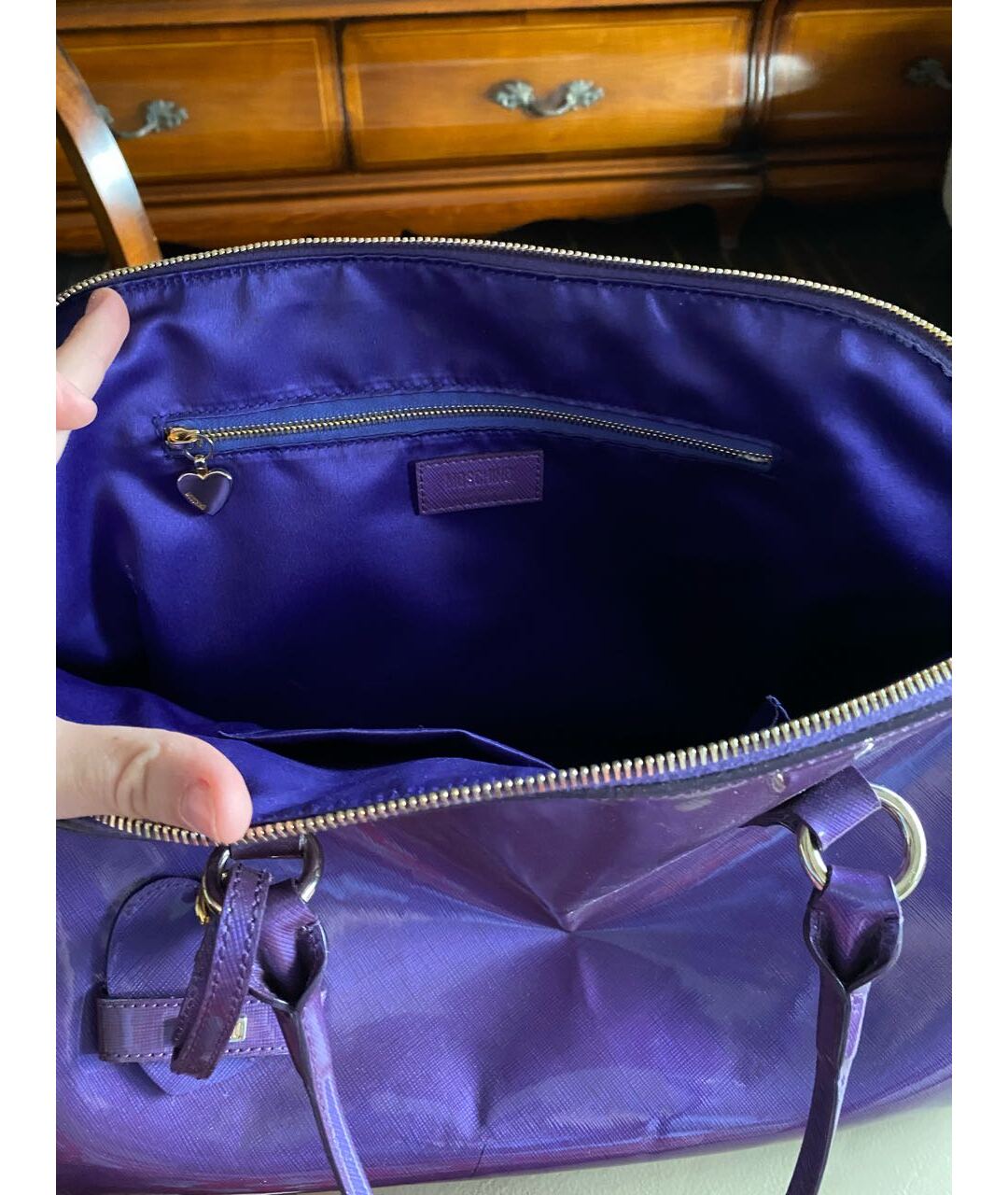 MOSCHINO Фиолетовая сумка тоут из лакированной кожи, фото 4