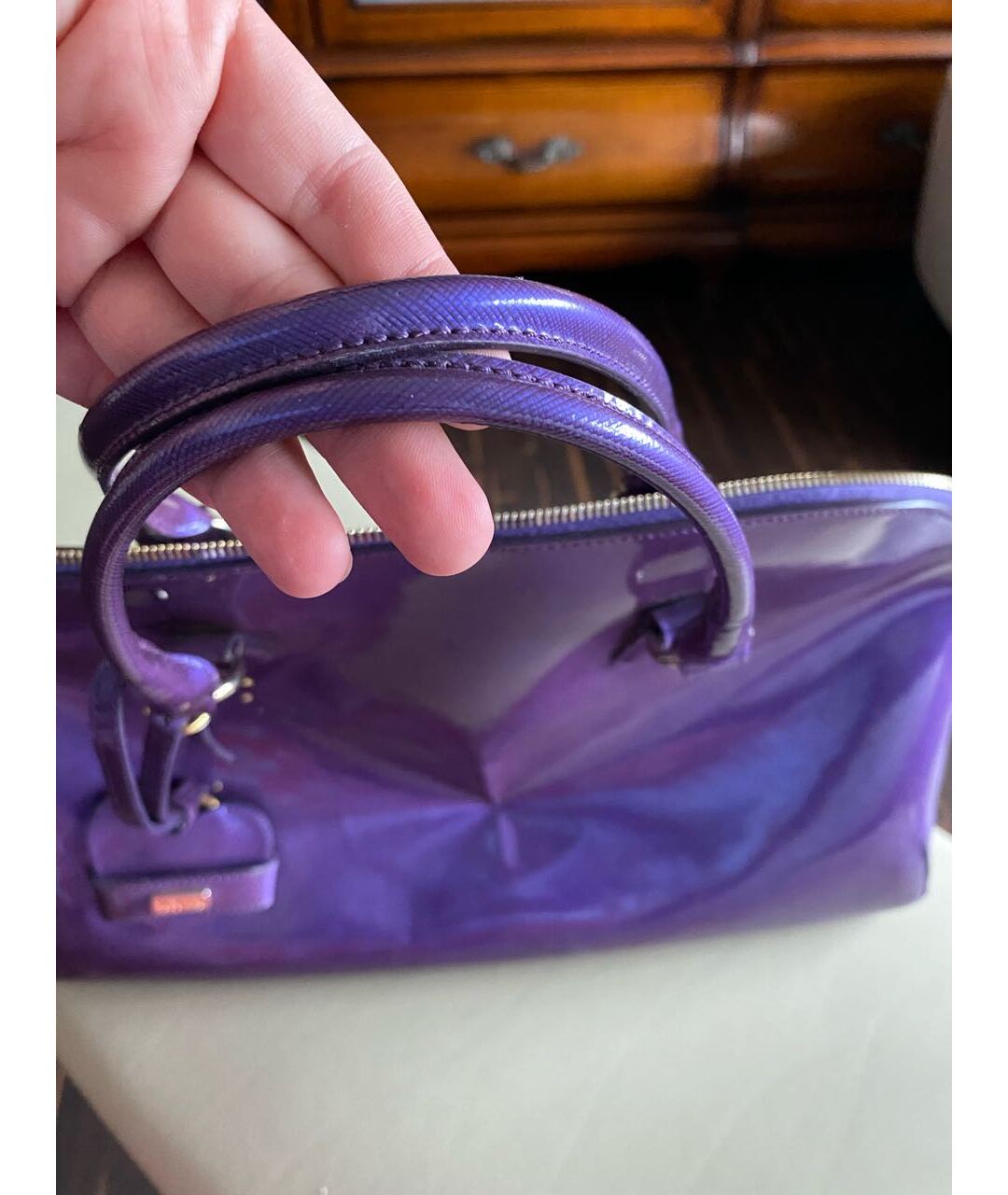 MOSCHINO Фиолетовая сумка тоут из лакированной кожи, фото 5