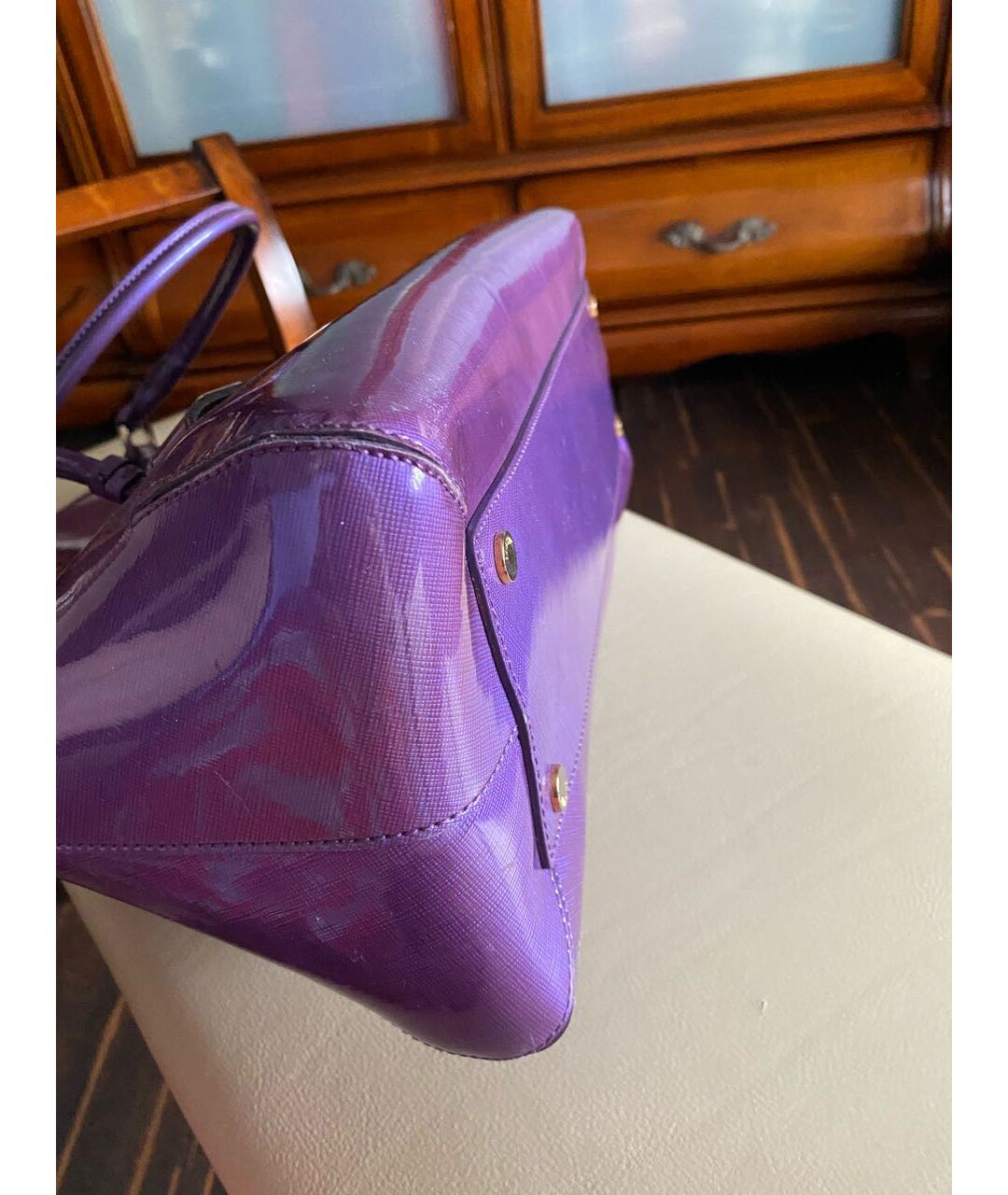 MOSCHINO Фиолетовая сумка тоут из лакированной кожи, фото 6