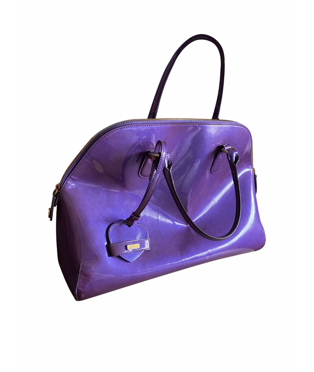 MOSCHINO Фиолетовая сумка тоут из лакированной кожи, фото 1