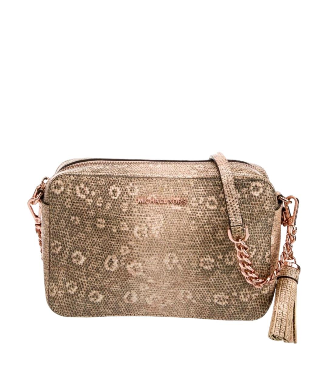 MICHAEL KORS Бежевая кожаная сумка через плечо, фото 1