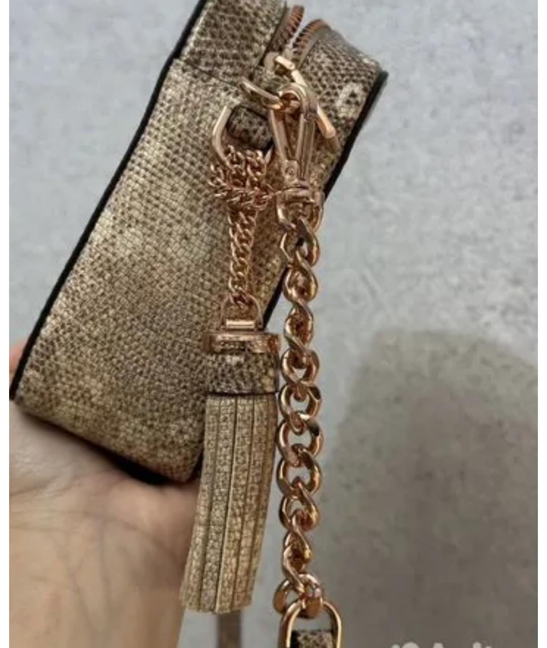 MICHAEL KORS Бежевая кожаная сумка через плечо, фото 5