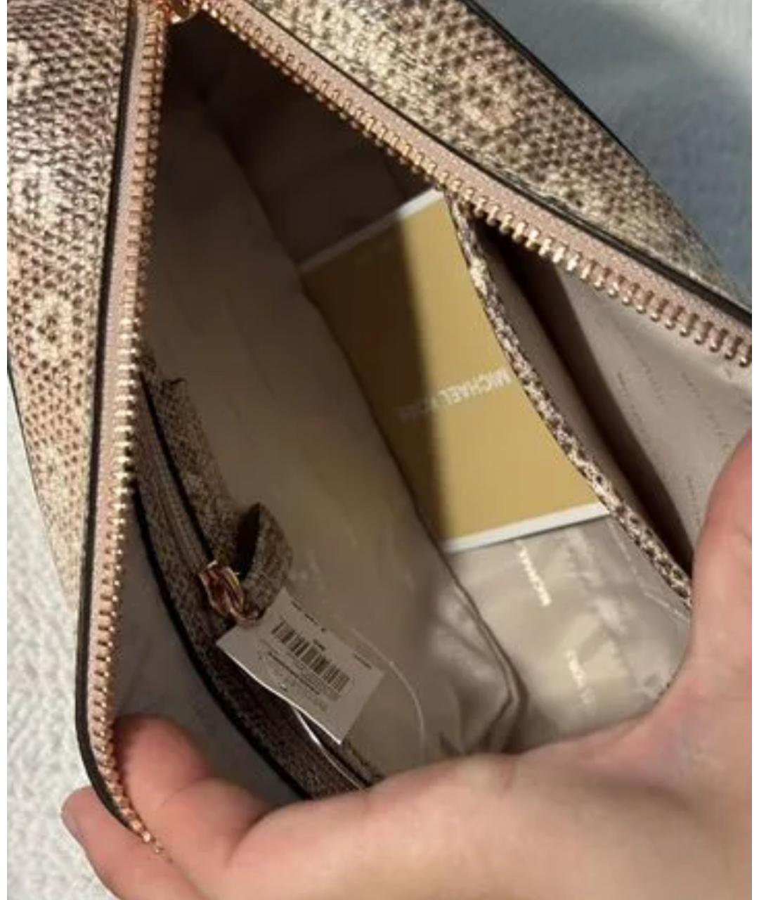 MICHAEL KORS Бежевая кожаная сумка через плечо, фото 3