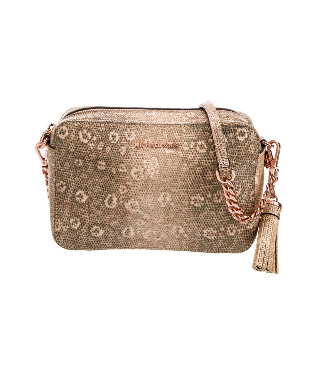 MICHAEL KORS Бежевая кожаная сумка через плечо, фото 7