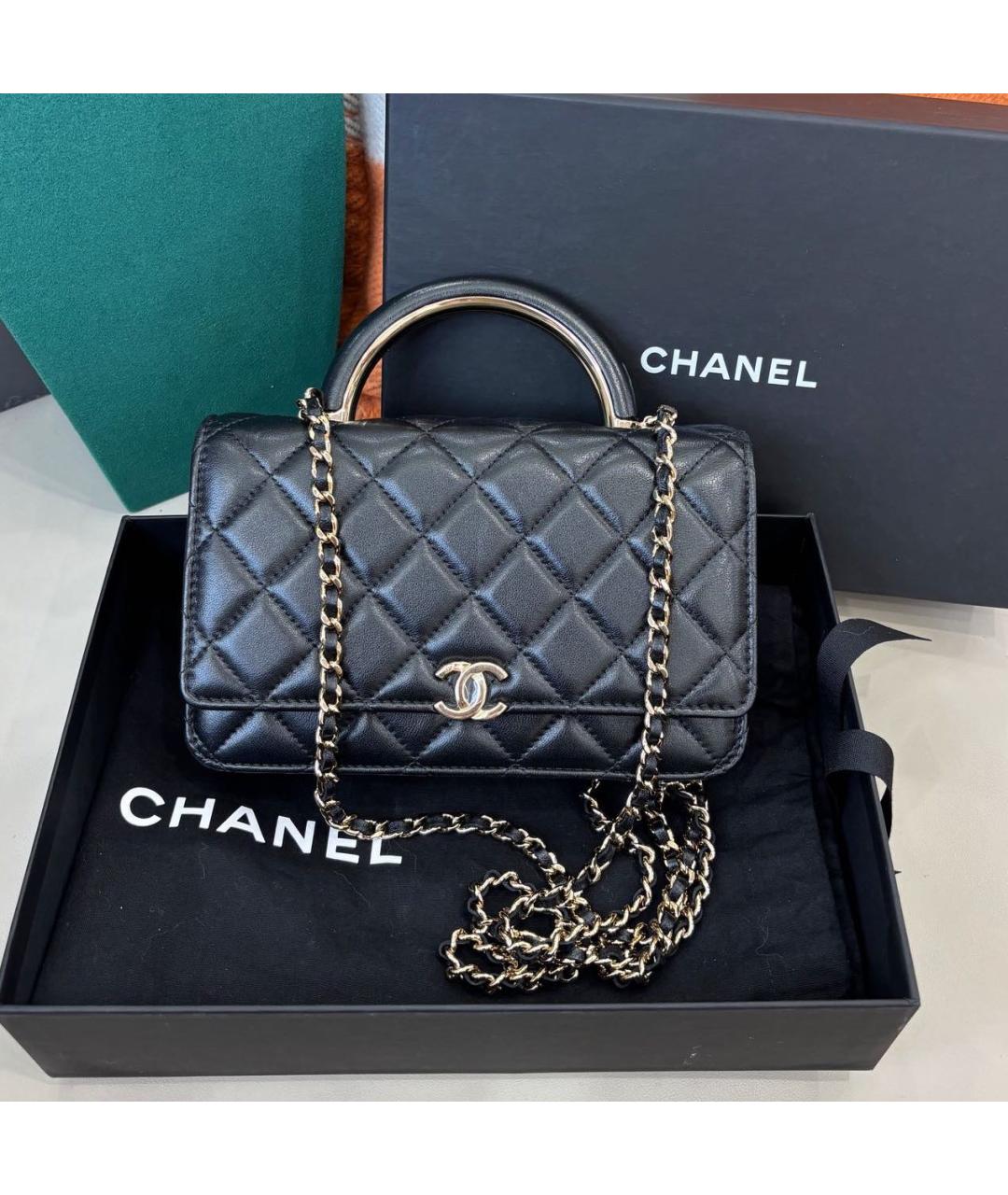 CHANEL Черная кожаная сумка через плечо, фото 8