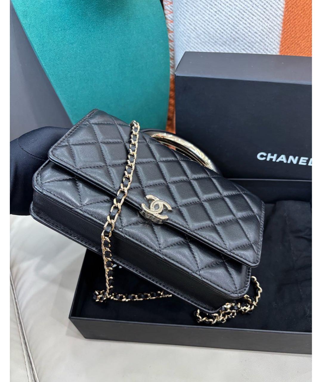 CHANEL Черная кожаная сумка через плечо, фото 7