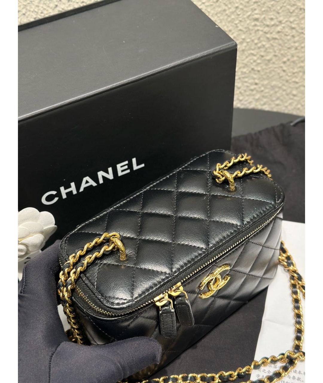 CHANEL Черная кожаная сумка через плечо, фото 5