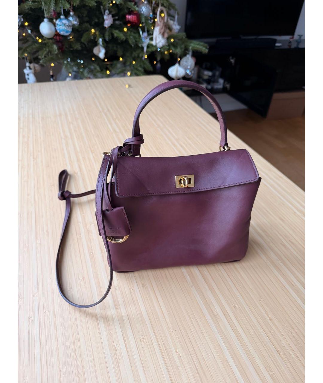 BALENCIAGA Бордовая кожаная сумка через плечо, фото 6