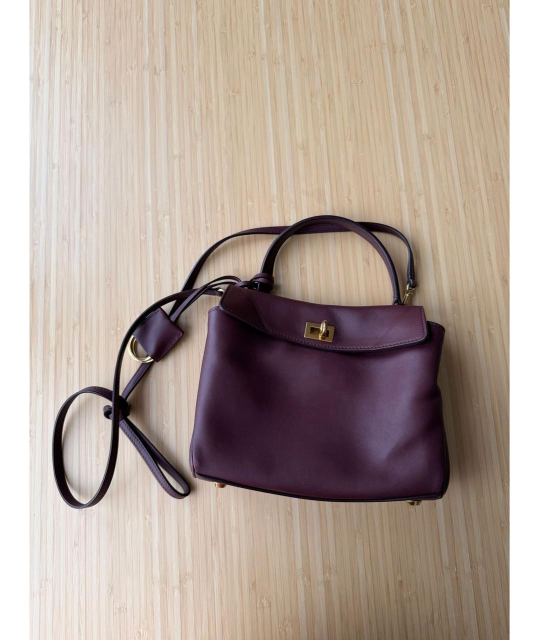 BALENCIAGA Бордовая кожаная сумка через плечо, фото 2