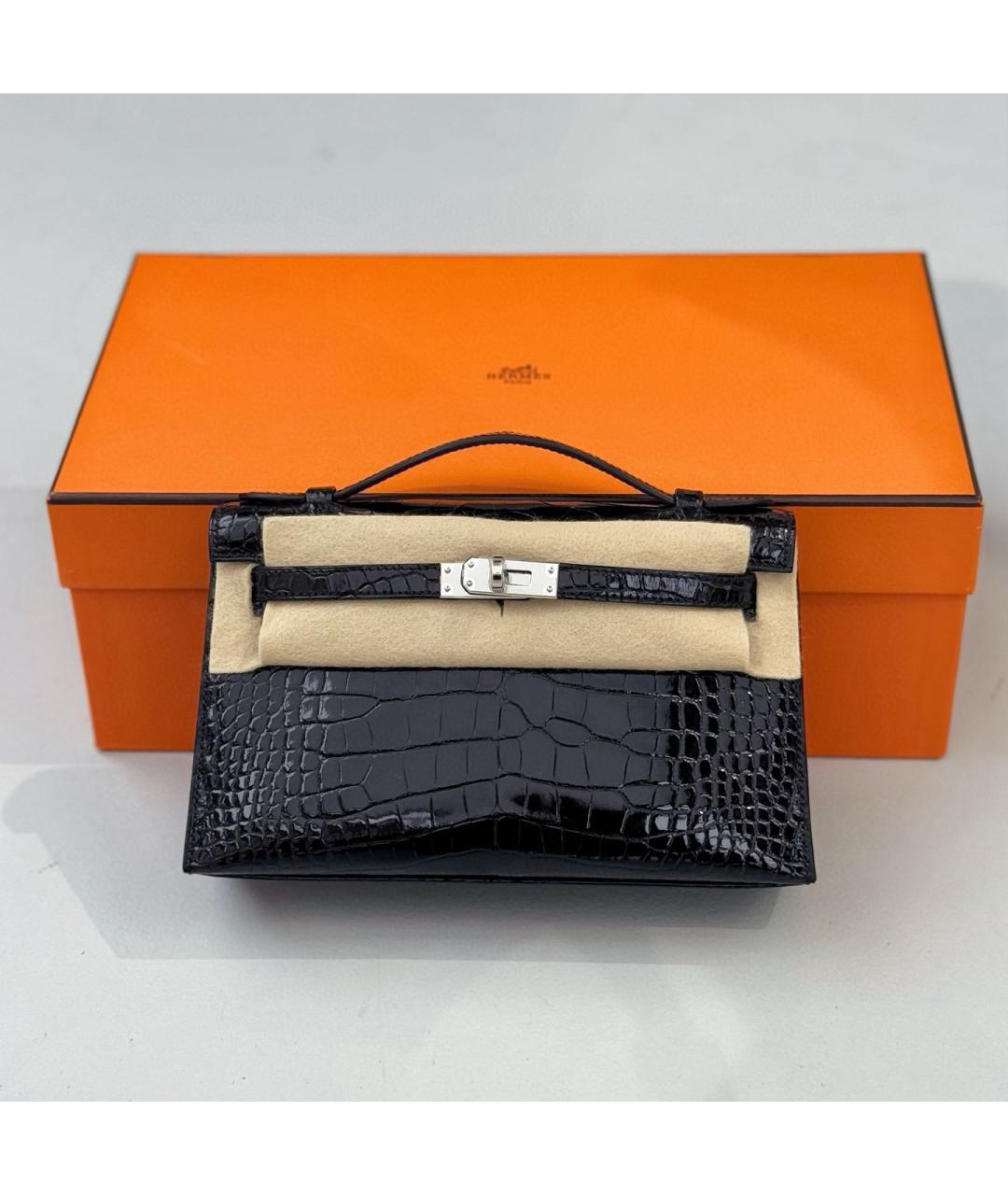 HERMES Черная кожаная сумка через плечо, фото 5