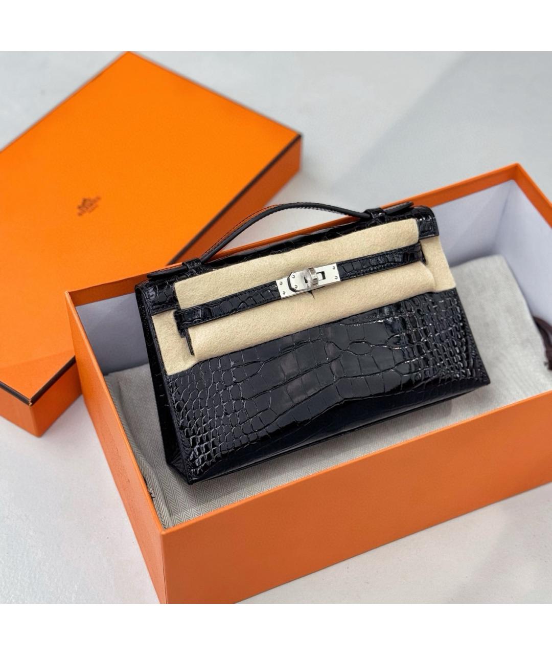 HERMES Черная кожаная сумка через плечо, фото 2