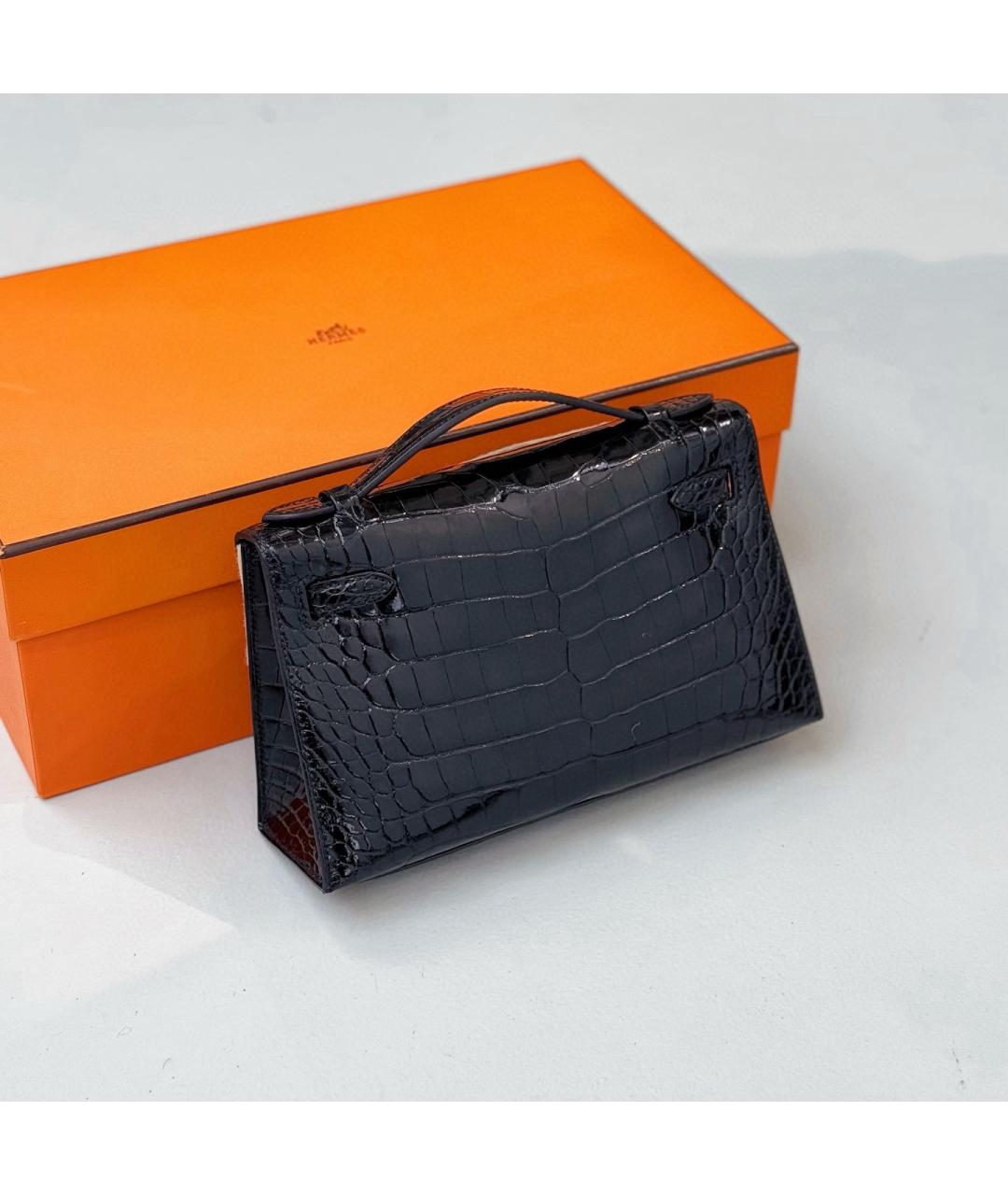 HERMES Черная кожаная сумка через плечо, фото 3