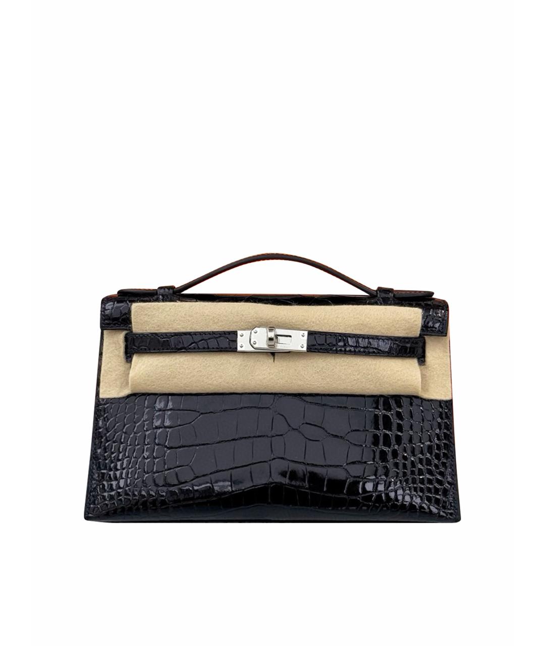 HERMES Черная кожаная сумка через плечо, фото 1