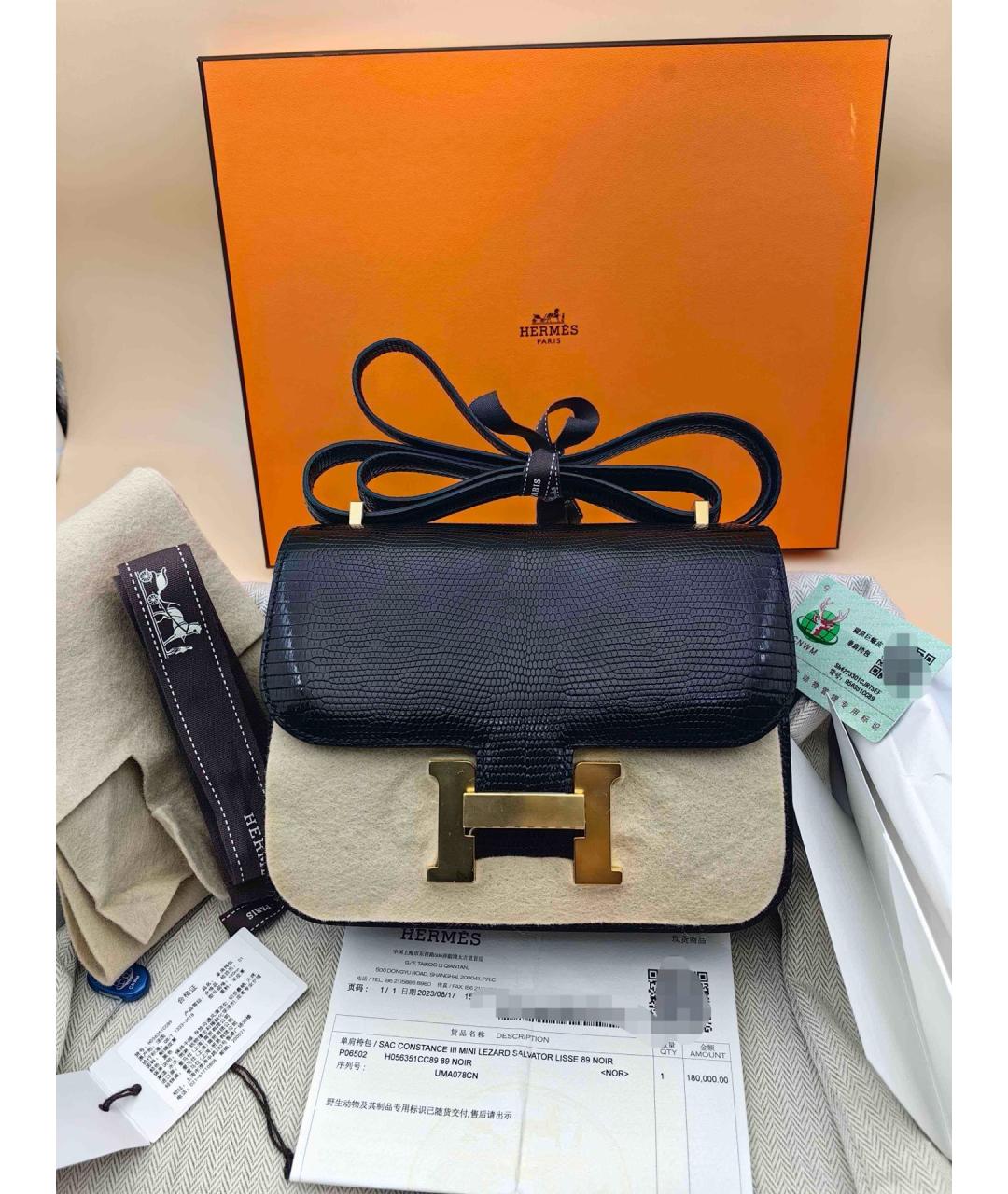 HERMES Черная сумка через плечо из экзотической кожи, фото 9