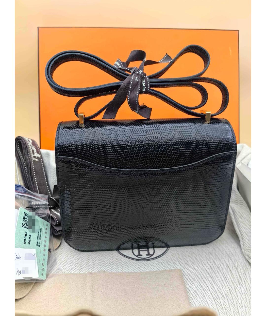 HERMES Черная сумка через плечо из экзотической кожи, фото 2