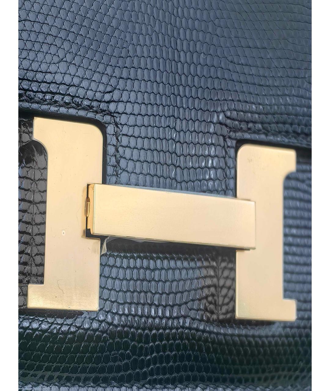 HERMES Черная сумка через плечо из экзотической кожи, фото 5