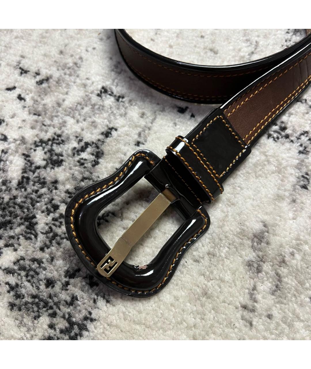 FENDI Коричневый кожаный ремень, фото 2