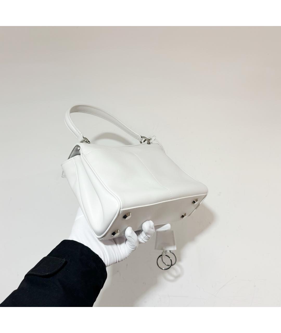 BALENCIAGA Белая кожаная сумка с короткими ручками, фото 6