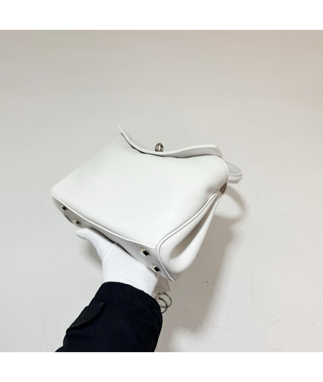 BALENCIAGA Белая кожаная сумка с короткими ручками, фото 4