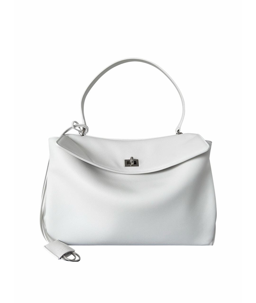 BALENCIAGA Белая кожаная сумка с короткими ручками, фото 1