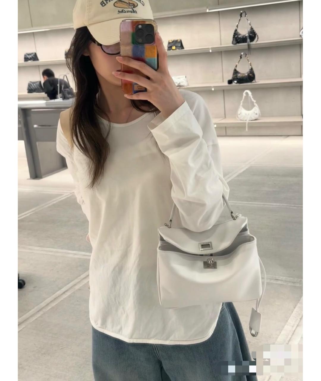 BALENCIAGA Белая кожаная сумка с короткими ручками, фото 7