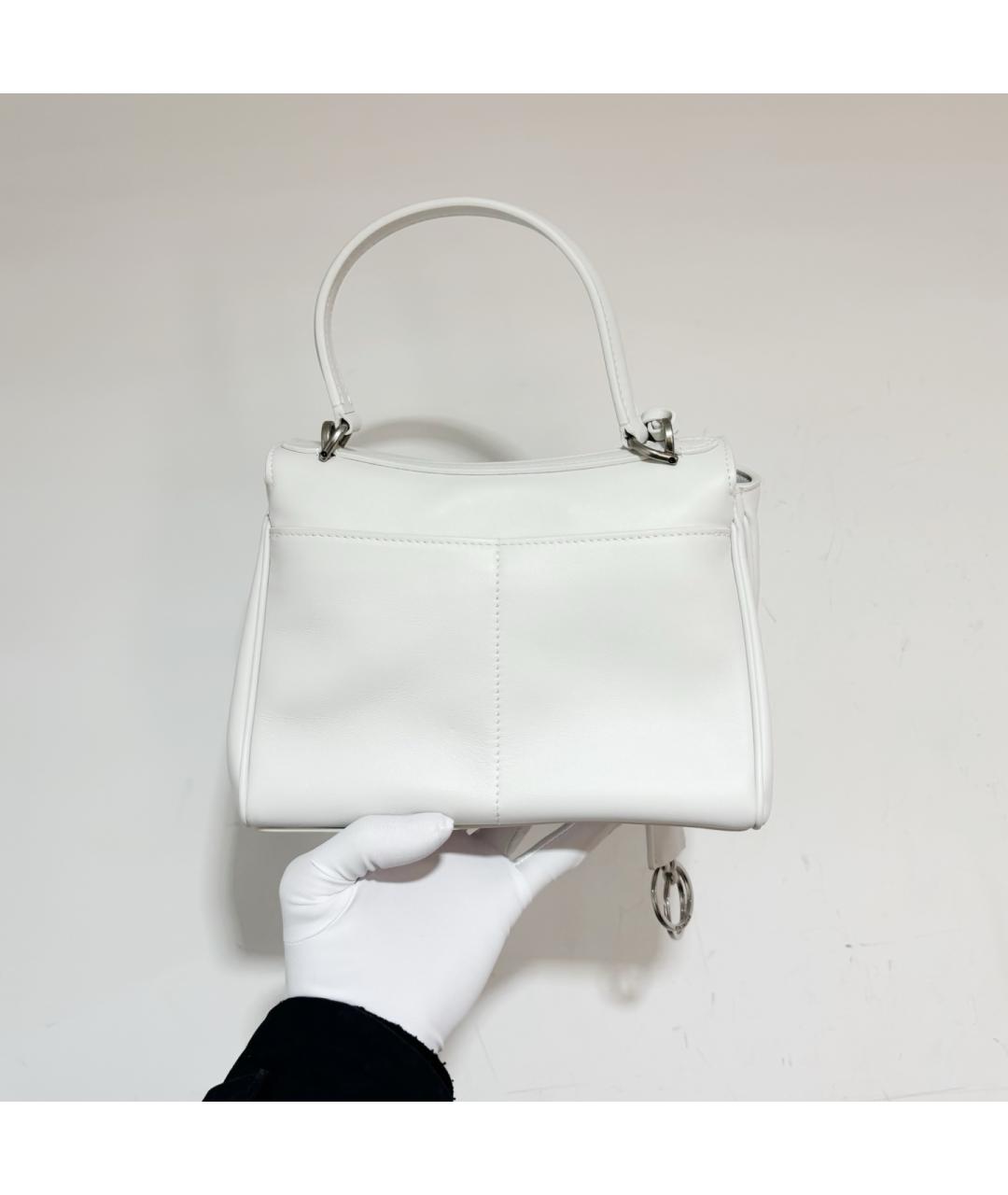 BALENCIAGA Белая кожаная сумка с короткими ручками, фото 3