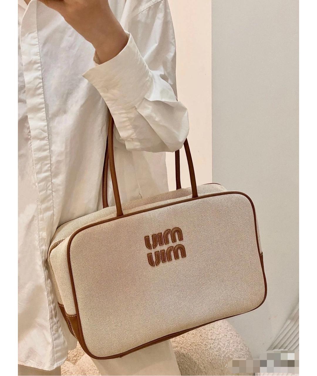 MIU MIU Бежевая деним сумка с короткими ручками, фото 8