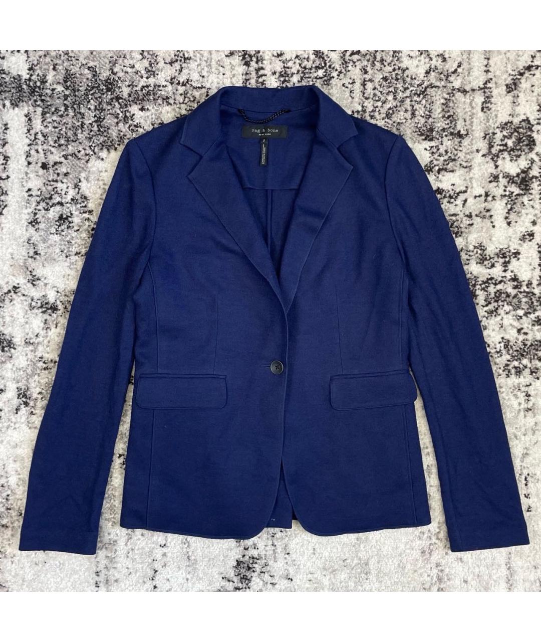 RAG & BONE Темно-синий шерстяной жакет/пиджак, фото 7