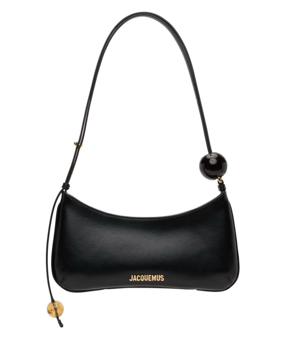 JACQUEMUS Черная кожаная сумка с короткими ручками, фото 1