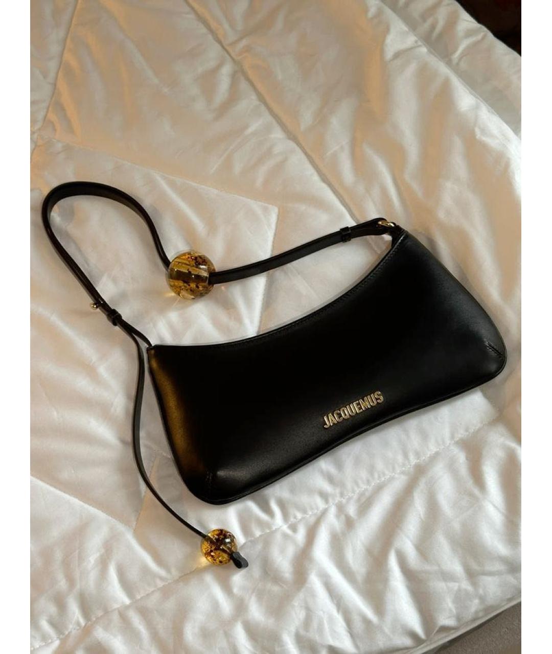 JACQUEMUS Черная кожаная сумка с короткими ручками, фото 6