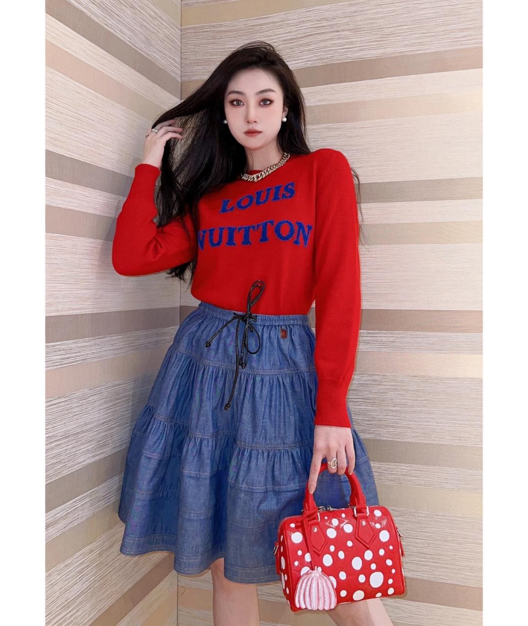 LOUIS VUITTON Красная кожаная сумка с короткими ручками, фото 6