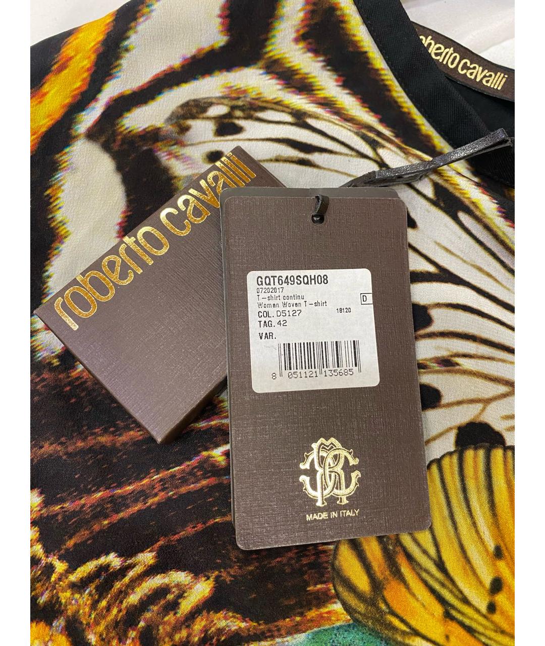 ROBERTO CAVALLI Черная хлопковая футболка, фото 3