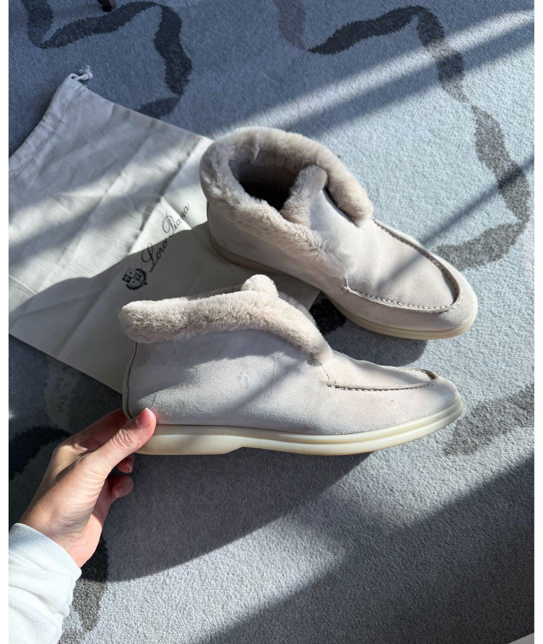 LORO PIANA Бежевые замшевые лоферы, фото 7