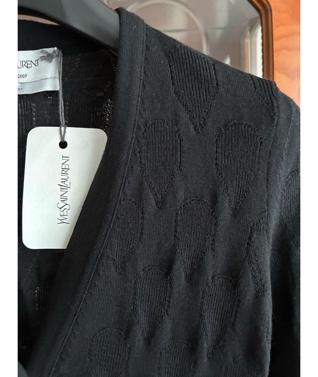 SAINT LAURENT Черный шерстяной кардиган, фото 4