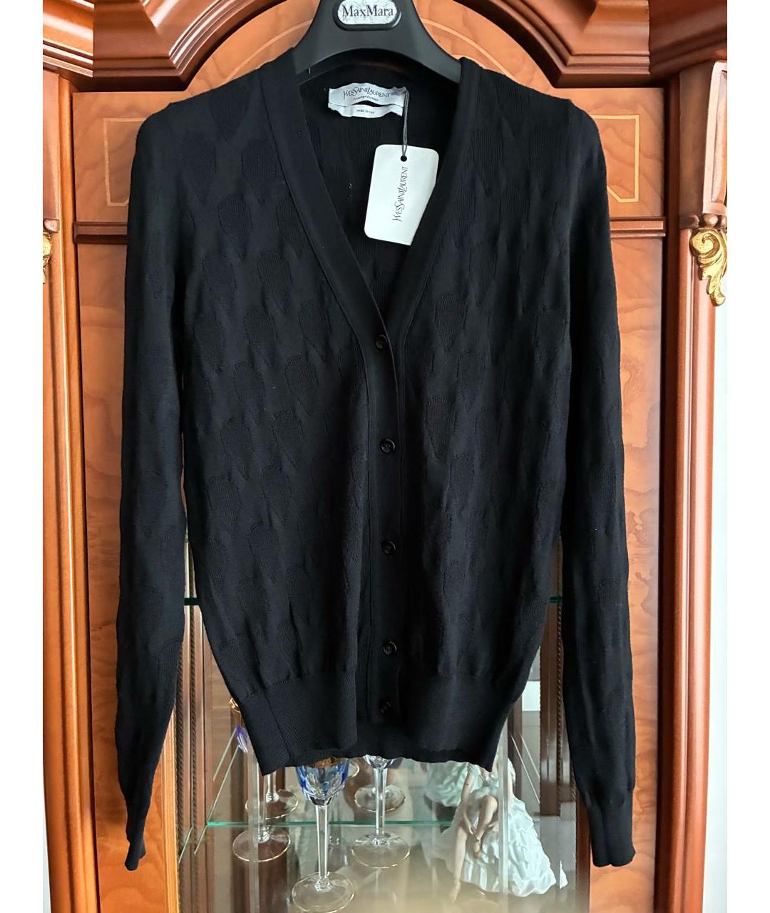 SAINT LAURENT Черный шерстяной кардиган, фото 8