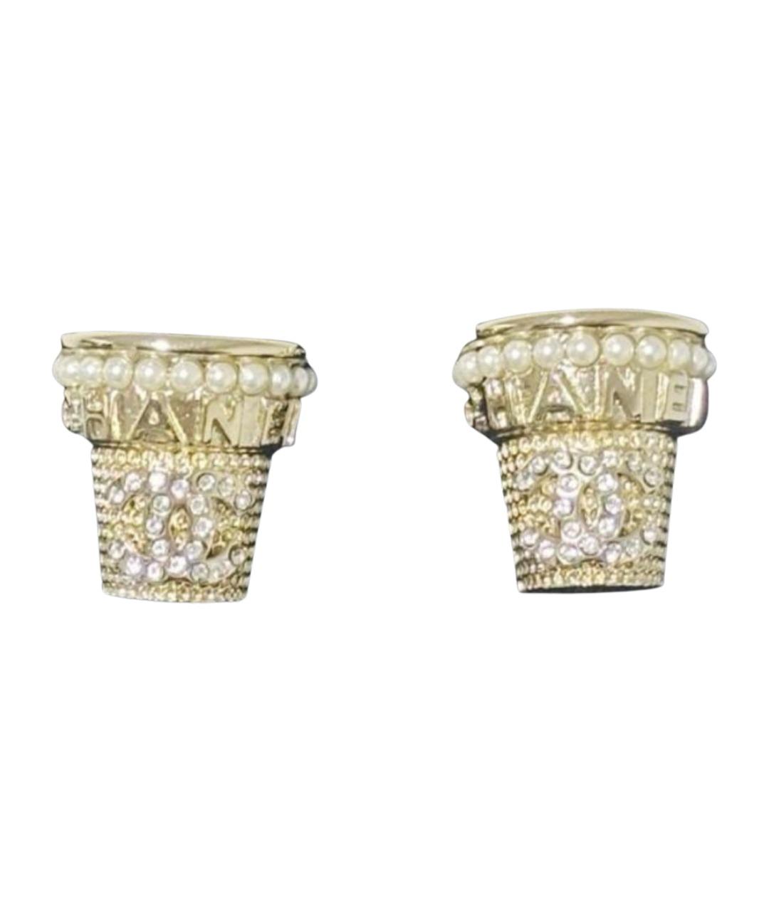 CHANEL Золотые металлические серьги, фото 1