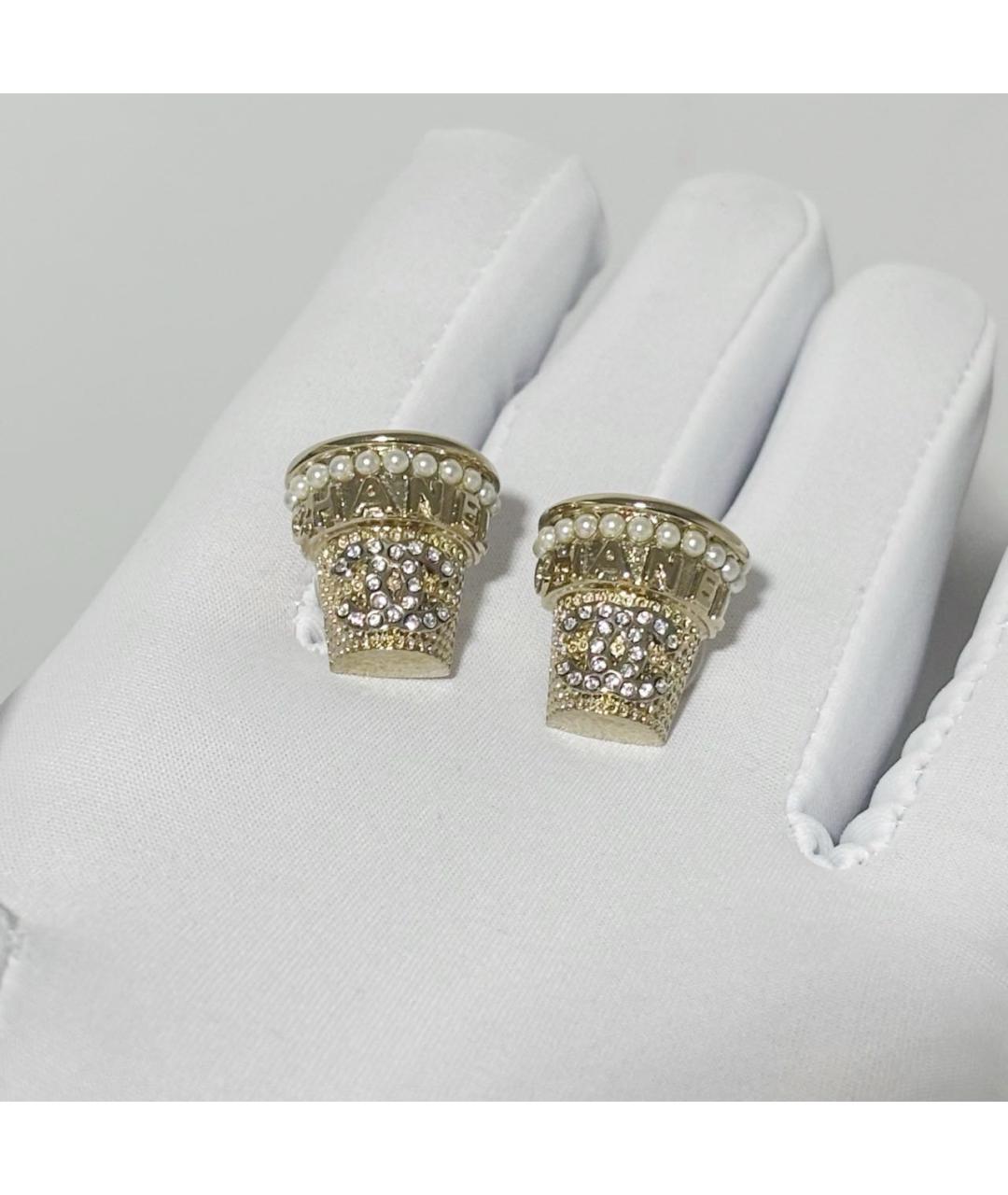 CHANEL Золотые металлические серьги, фото 3