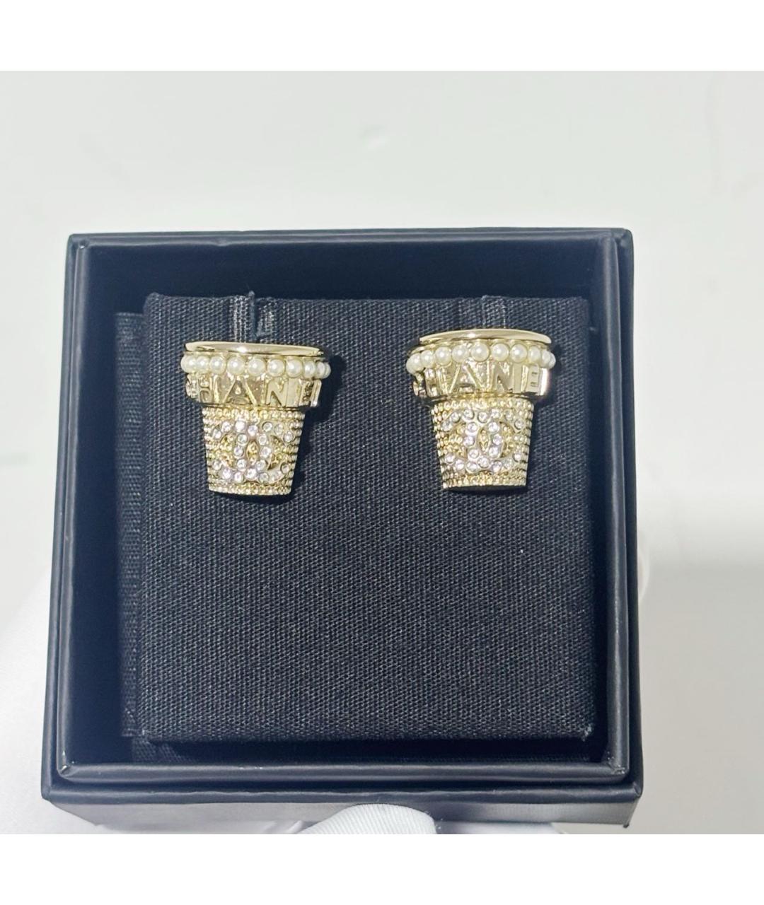 CHANEL Золотые металлические серьги, фото 6