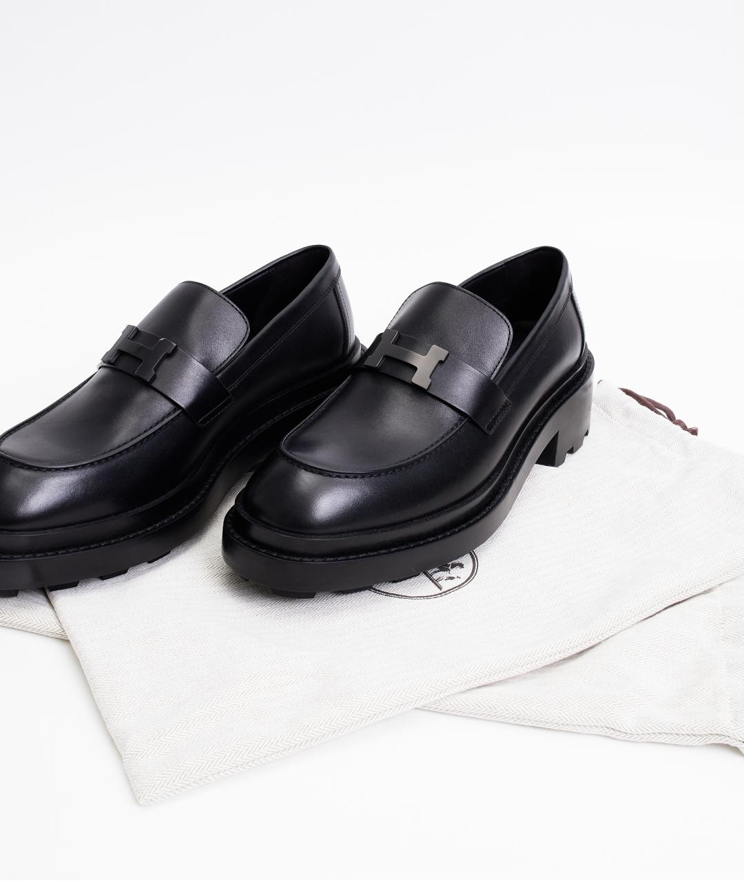 HERMES Черные кожаные лоферы, фото 7