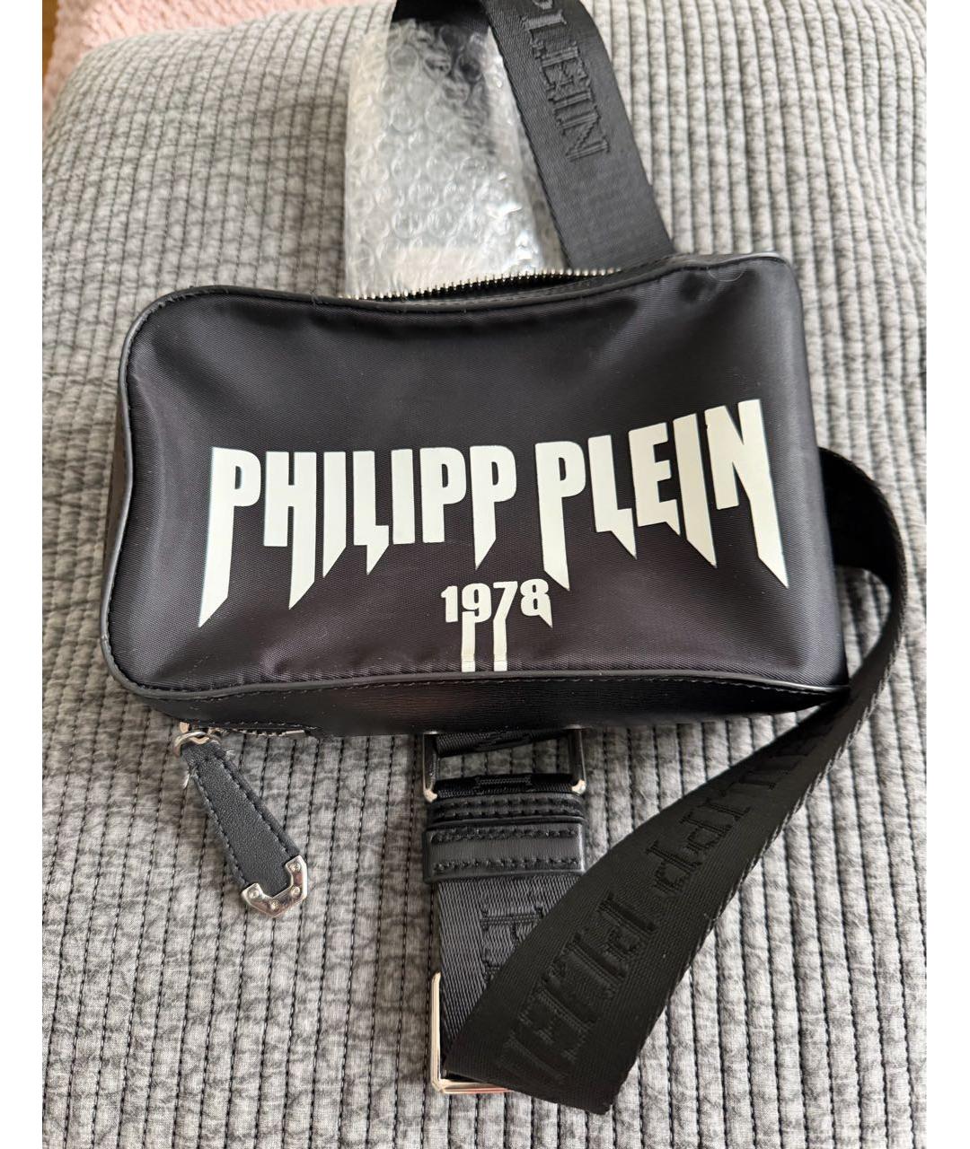 PHILIPP PLEIN Черная тканевая поясная сумка, фото 2